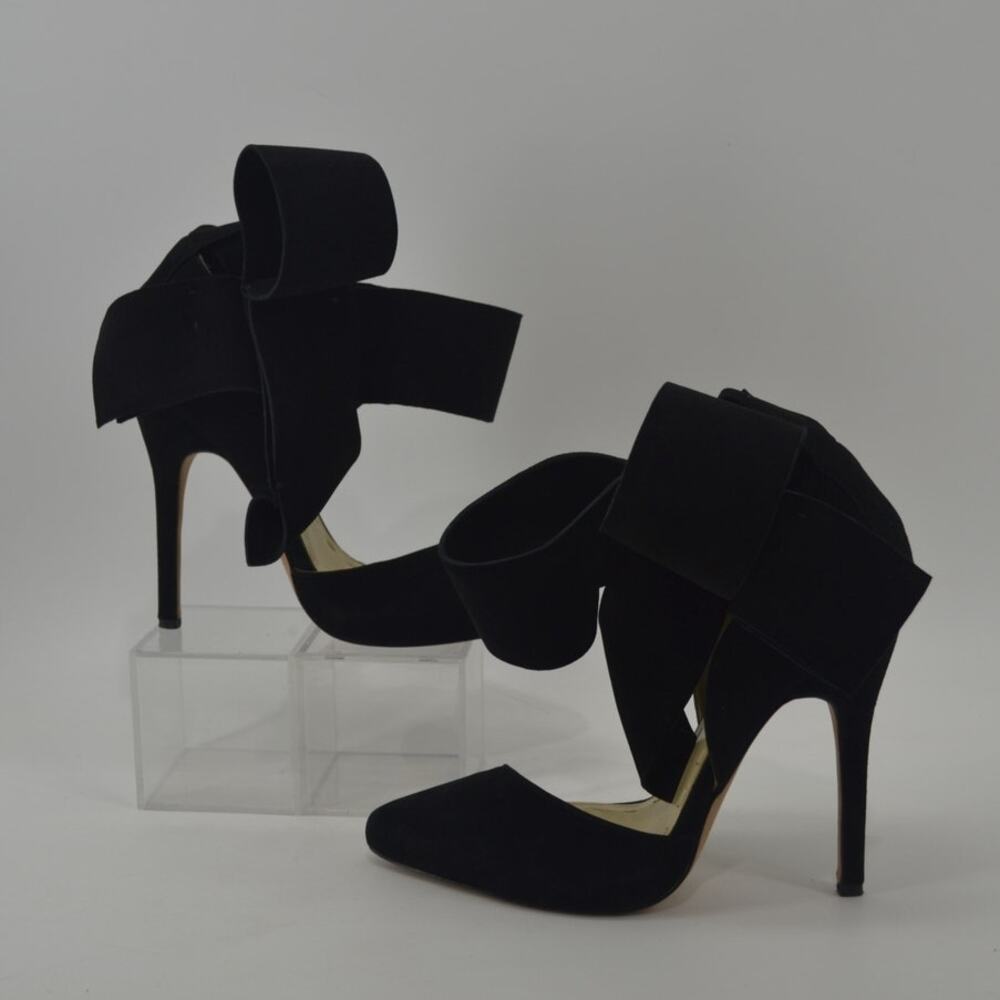 Aminah Abdul Jillil Black D'Orsay Oversize Bow Pump Ankle 9M - Picture 8 of 12